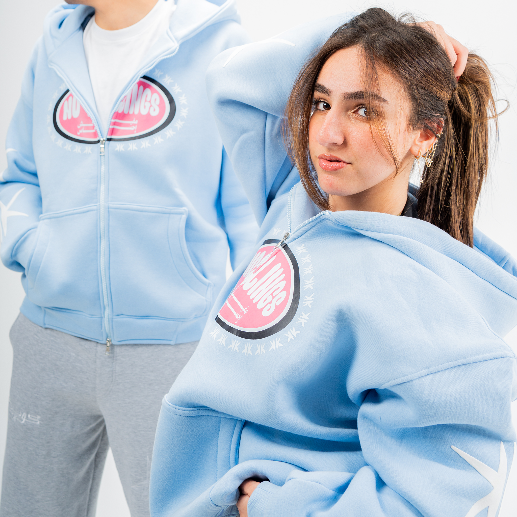 Sky blue no feelings zipper
